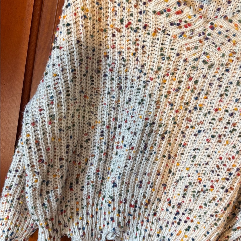 Multicolor Distressed Knit Women's Sweater - Picture 2 of 2